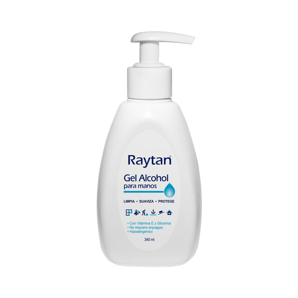 GEL ALCOHOL HIGIENIZANTE DE MANOS RAYTAN CON GLICERINA Y VITAMINA E Frasco 340mL