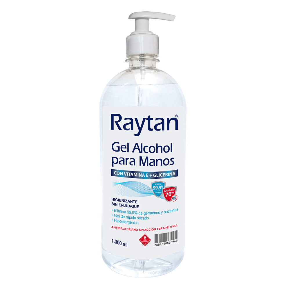 GEL ALCOHOL HIGIENIZANTE DE MANOS RAYTAN CON GLICERINA Y VITAMINA E 1L