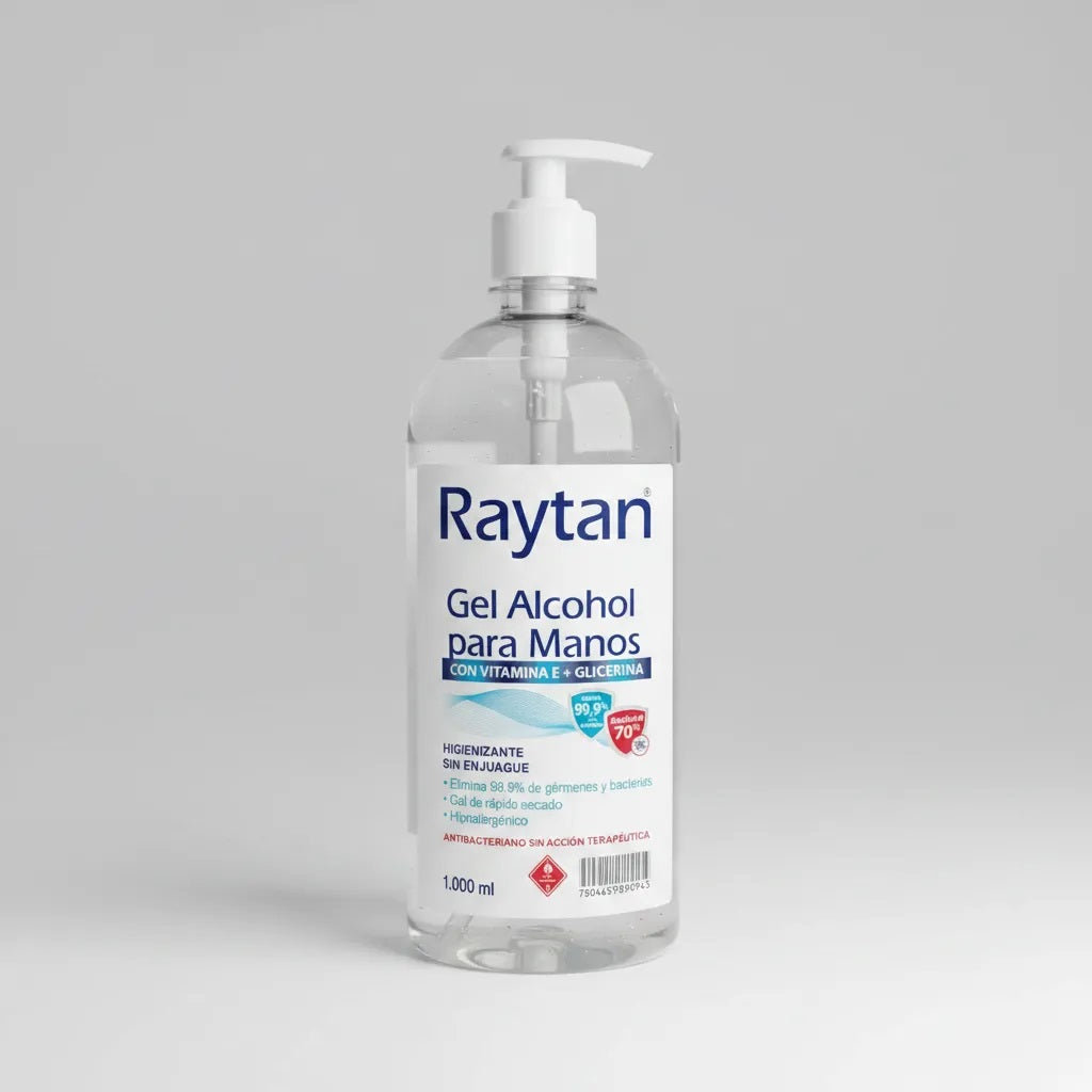 GEL ALCOHOL HIGIENIZANTE DE MANOS RAYTAN CON GLICERINA Y VITAMINA E 1L