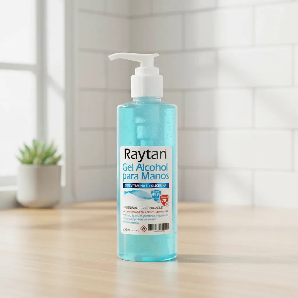 GEL ALCOHOL HIGIENIZANTE DE MANOS RAYTAN CON GLICERINA Y VITAMINA E Frasco 250mL