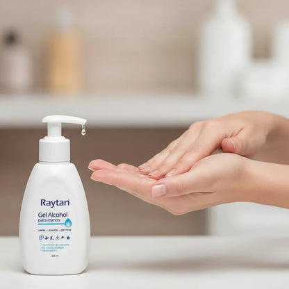 GEL ALCOHOL HIGIENIZANTE DE MANOS RAYTAN CON GLICERINA Y VITAMINA E Frasco 340mL