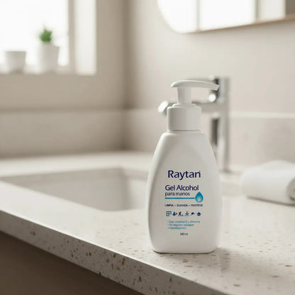 GEL ALCOHOL HIGIENIZANTE DE MANOS RAYTAN CON GLICERINA Y VITAMINA E Frasco 340mL