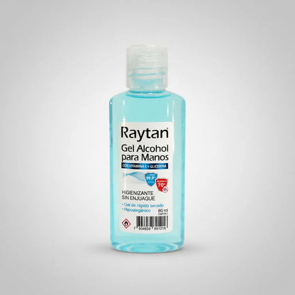 GEL ALCOHOL HIGIENIZANTE DE MANOS RAYTAN CON GLICERINA Y VITAMINA E Frasco 60mL