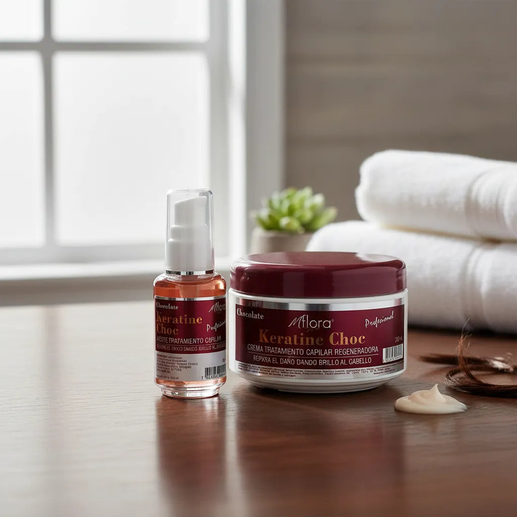 PACK CREMA + ACEITE CAPILAR KERATINE CHOC